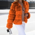 thumbnail image 3 of Yigetop Fur Coats for Women European and American Wool Imitation Jacket Women's Short Long Sleeve Faux Leather Coat Faux Fur Jacket Women orange M, 3 of 7