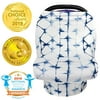 LNKOO Nursing Cover, Car Seat Canopy, Shopping Cart, High Chair, Stroller and Carseat Covers, Multi Use Breastfeeding Cover for Boys or Girls - Best Stretchy Infinity Scarf-Blue Lattice