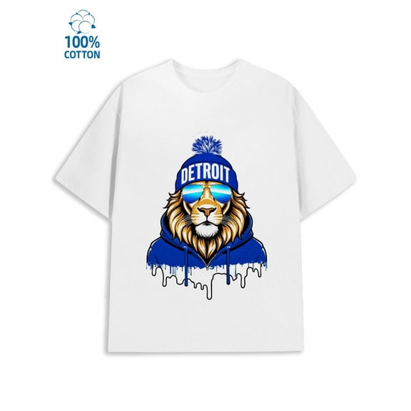 Detroit Lion Tee men's funny humor 180G 100% Cotton white sixty years old husband Basic Unisex Shirt Crewneck tshirts Classic Unisex Shirt Graphic Tee tshirts Retro Unisex Shirt Printed tshirts