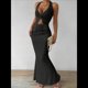thumbnail image 5 of Conjunto de Dos Piezas para Mujer: Top con Cuello Halter y Falda con Frontal, Conjunto de Verano. Negro XL, 5 of 10