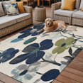 thumbnail image 2 of Fsddascl Navy Blue Green Floral Outdoor Rug for Patio/Deck/Porch, Non-Slip Large Area Rug 5 x 8 Ft, Vintage Botanical Leaves Indoor Outdoor Rugs Washable Area Rugs, Reversible Camping Rug Carpet, 2 of 5