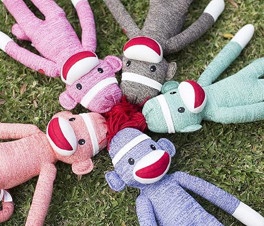 Made by Aliens Adorable Green Sock Monkey, The Original Traditional Hand Knitted Stuffed Animal Toy Gift-for Babies, Teens, Girls and Boys Baby Doll Present Puppet 20 Inches