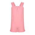 thumbnail image 4 of hengsof Girls Two Piece Summer Set for 5-16 Years Old Sleeveless Ruffle Hem Camisole Top Elastic Waist Shorts Casual Kids Outfit, 4 of 8
