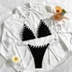 thumbnail image 5 of Trajes de baño Amzcrzy Tankini para mujer, trajes de baño, trajes de baño, bikini, traje de baño de color sólido con tirantes, conjuntos de bikini casuales de moda para playa, negro, L, 5 of 6