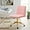 Pink, variant on SSyao Armless Vanity Chair with Wheels, Computer Rolling Desk Chair with Back Soft Velvet Height Adjustable Gold Metal Base Swivel Stool Chairs-Dustyellow
