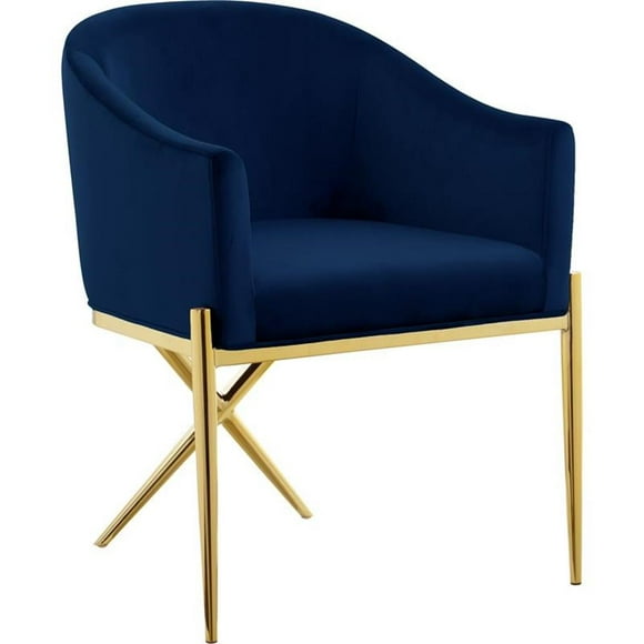 Meridian Furniture Xavier Chaise de Salle à Manger en Velours Bleu Marine