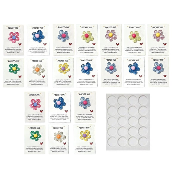 20PCS Pocket Hug Bulk with Mini Resin Flower,Little Pocket Flower Hug Tokens with Positive Cards,Encouragement Support Gift,Inspirational Thank You Gifts, Appreciation Gifts for Friends Coworkers