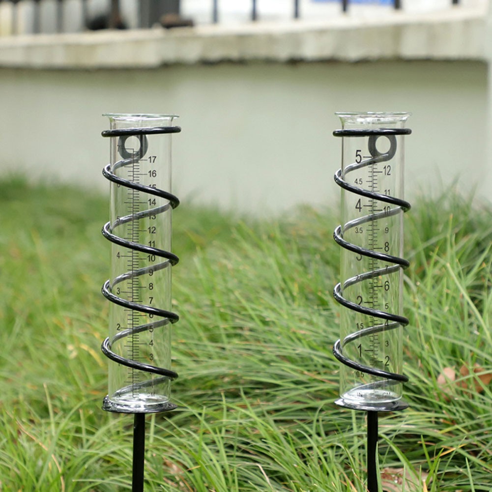 Spiral Lawn Rain Gauge Glass Floating Rain Meter for Outdoor Garden Landscapes Smile Home