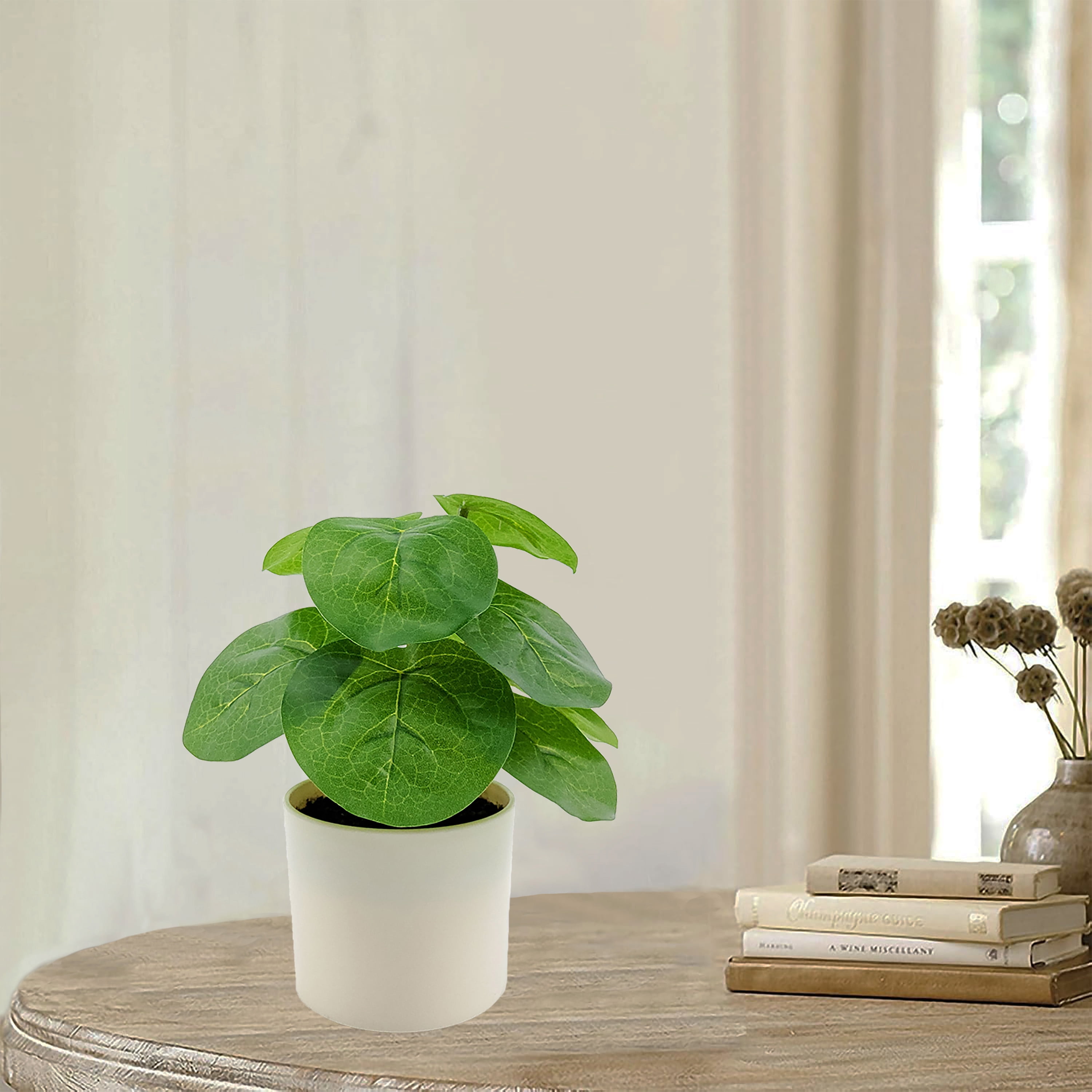 Mainstays Indoor Artificial 7in Money Plant in Pot, Green Color.