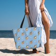 thumbnail image 4 of KLL Cute Cartoon Corgi Print Large Beach Tote Bag Women Waterproof Sandproof Zipper Beach Tote Bag for Pool Gym Grocery Travel with Wet Pocket, 4 of 7