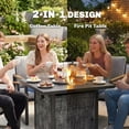 thumbnail image 3 of 28 Inch Propane Fire Pit Table, 40,000 BTU Gas Fire Pit with Texteline Fabric, Glass Wind Guard & Explosion-Proof Net, Grey Outdoor Coffee Table for Patio and Backyard Garden, 3 of 7