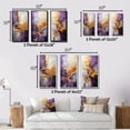 thumbnail image 4 of Designart "Gold Purple Fractal III" Modern Framed Wall Art Set Of 3 - Gold Fractals Frame Canvas Set For Living Room Decor, 4 of 7