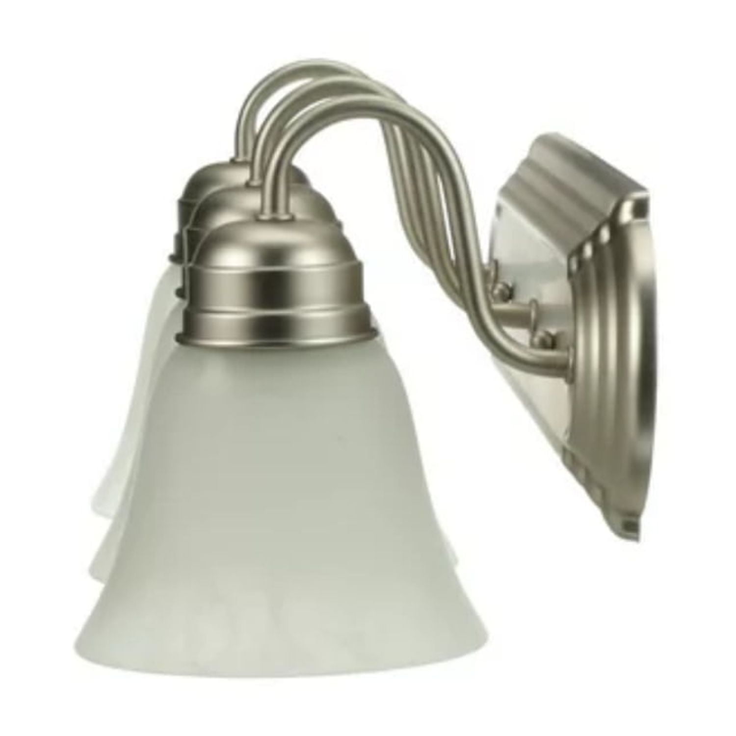 Mainstays 19.69in Classic LED Bathroom Vanity Light for Mirrors, 3 Alabaster Shades E26 Base, Satin