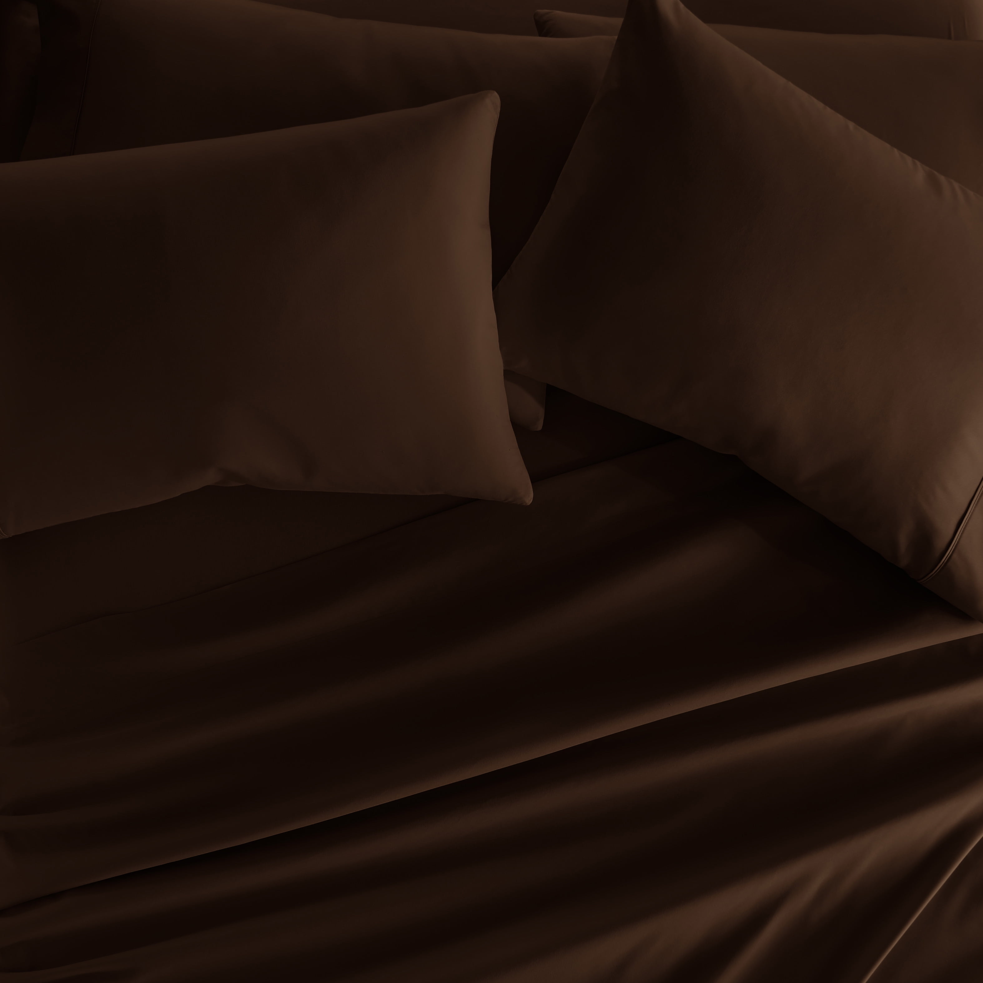 King, Chocolate Solid Microfiber 6 Piece Bed Sheet Set, by Noble Linens