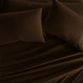 thumbnail image 5 of California King, Chocolate Solid Microfiber 6 Piece Bed Sheet Set, by Noble Linens, 5 of 11