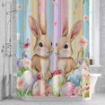 thumbnail image 2 of Shower Curtain, Easter Waterproof Fabric Bathroom Shower Curtains Set with Hooks,72 X 72 Inch Long, Colorful Easter Eggs Rabbits Spring Pastel Wood, 2 of 9