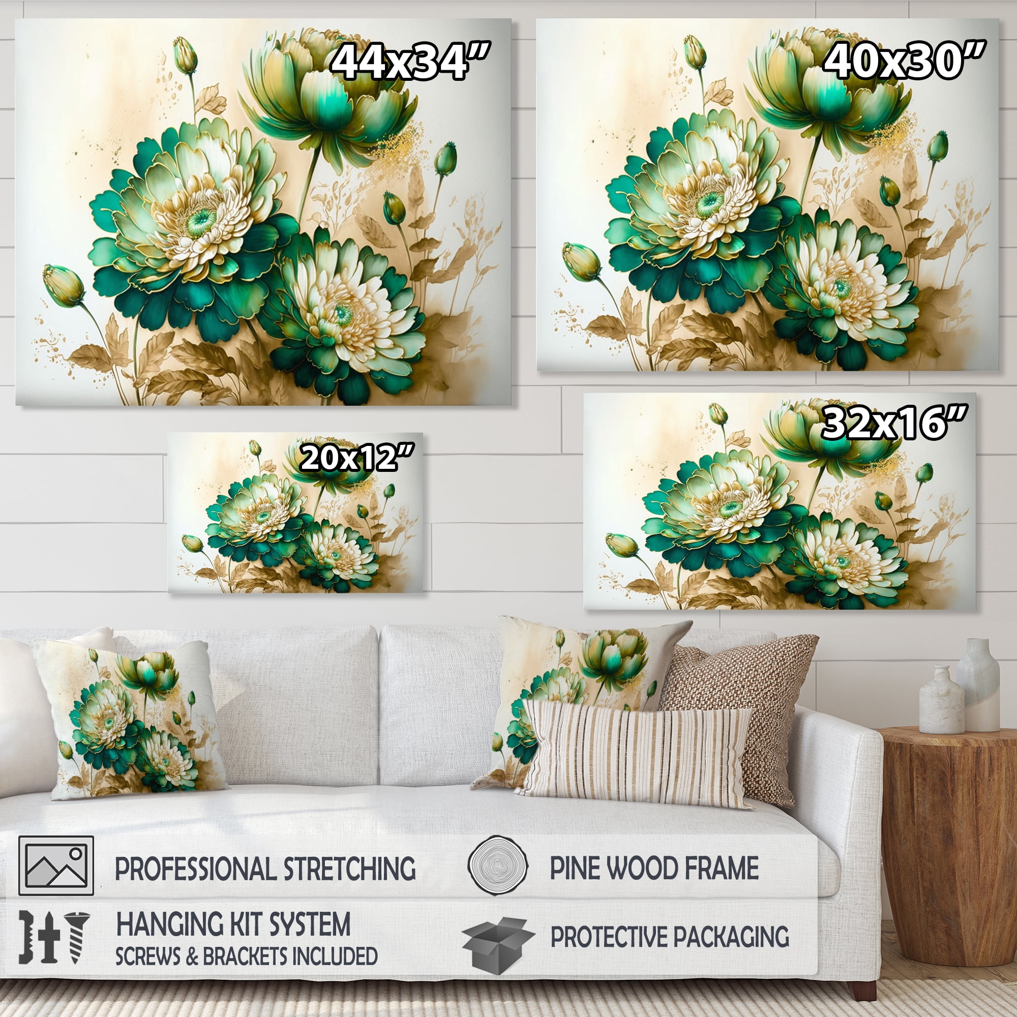Designart Green Blooming Daisy I Canvas Wall Art