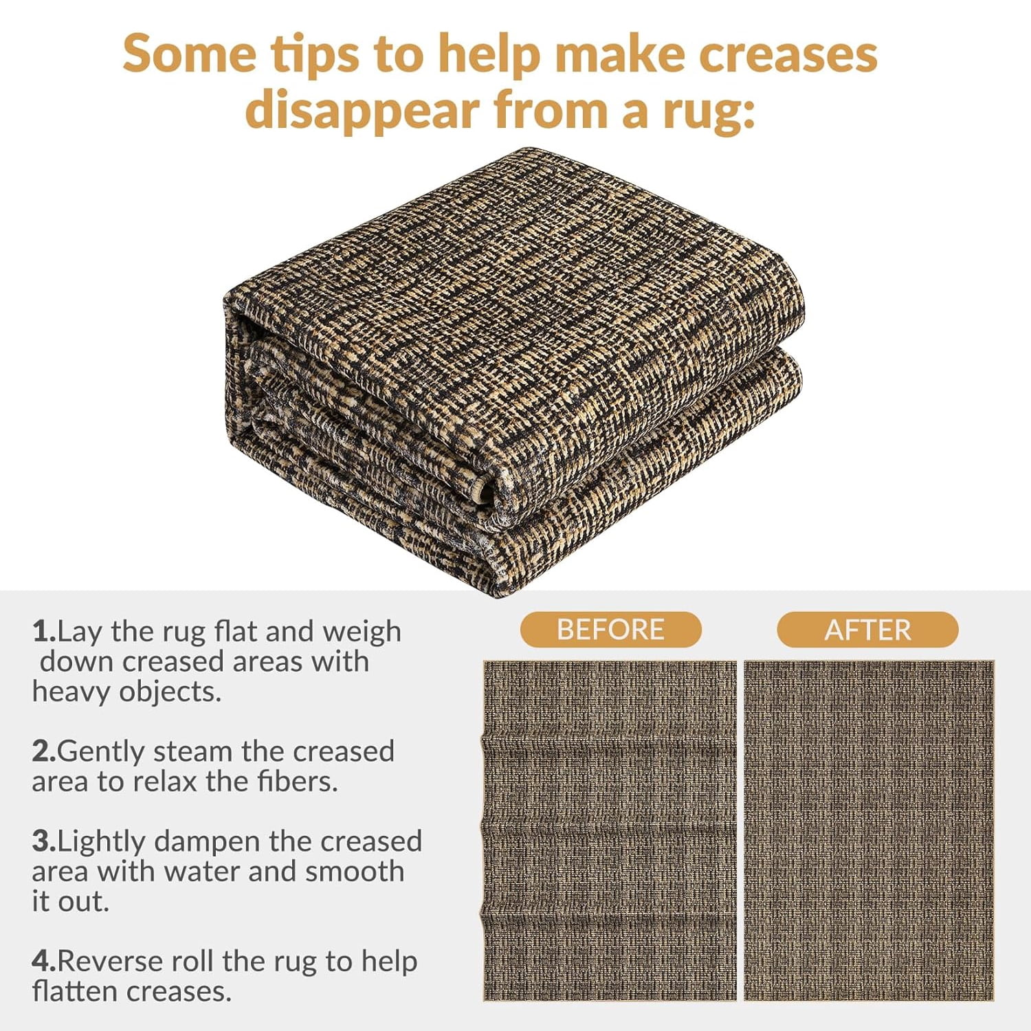 Tzou Washable Area Rugs 10x13 for Living Room, Low Pile Braid Print Indoor Carpet with Non-Slip Backing for Playroom(Brown)