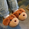 thumbnail image 4 of CUZIBR Girls Slippers Boys Cute Dog Animal Fuzzy House Slippers Close Toe Warm Winter Warm Home Footwear,Coffee,18-24 Months, 4 of 5