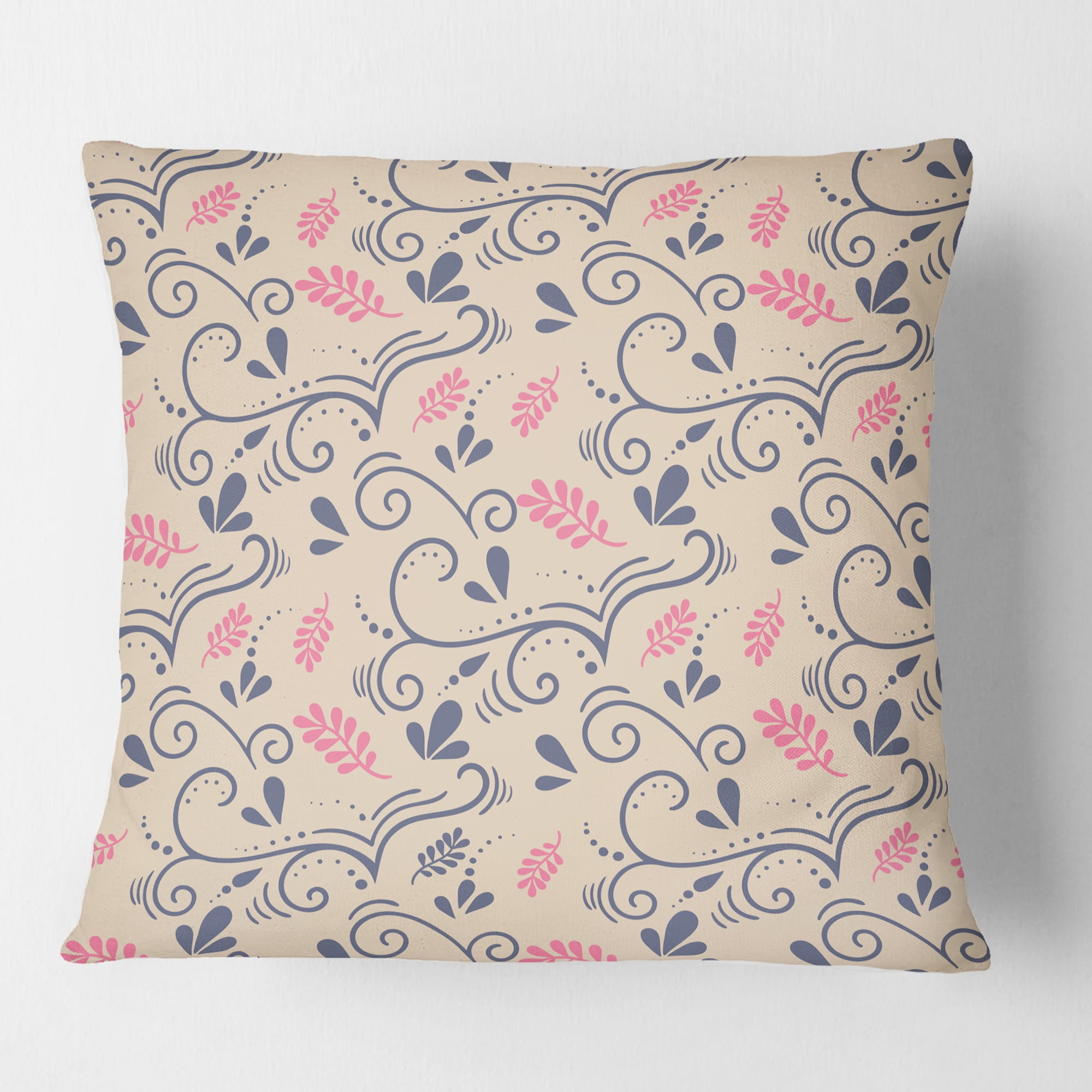 Designart Retro Botanical Pattern X' Mid-Century Modern Throw Pillow - 18x18