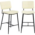 thumbnail image 2 of HighSound Bar Stools Set of 2, 24" Faux Leather Upholstered Counter Height Bar Chairs with Backrest, Sturdy Metal Frame Bar Stools for Home Dining Kitchen Island Bar,Beige Cream, 2 of 7