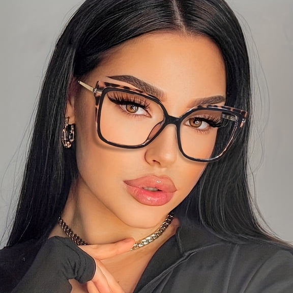 New Fashion TR90 Retro Women's Flat Frame Glasses Latest Trendy Square Decorative Eyeglasses