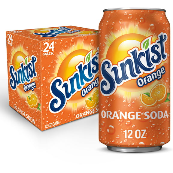 Sunkist Orange Soda Pop, 12 fl oz, 24 Pack Cans