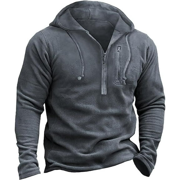 Mens Tactical Fleece Jackets Quarter Zip Military Jackets Winter Outdoor Stylish Warm Pullover Coat Men-M