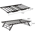 thumbnail image 2 of Tamaño individual pop-up trundle marco de cama trundle day cama con lockable casters y foldable metal platform in brown, 2 of 6