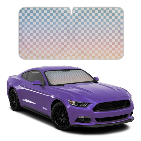 BDK CBAS-3111 Checkered Pattern Car Window Windshield Sun Shade Visor 64"x32"