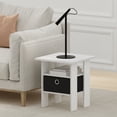 thumbnail image 3 of Furinno Andrey Side Table with Bin Drawer, White End Table with Open Shelves, Night Stand, Bedside Table, for Living Room, Bedroom, Plain White, 3 of 5