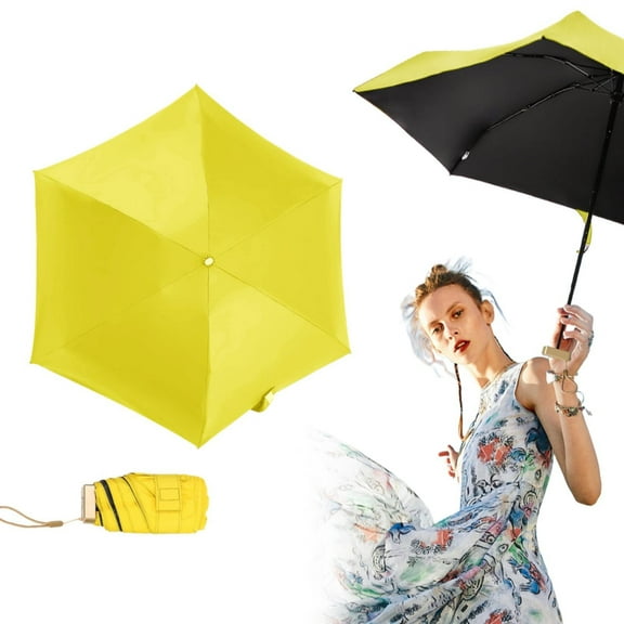 LHWEN Compact Lightweight Umbrella Six-Fold Pocket Sunshade with UPF 50 Portable Travel Umbrella for Women Ideal for Sun and Rain