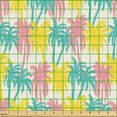 thumbnail image 2 of Ambesonne Palms Fabric by the Yard Upholstery, Summer Modern Tree Pattern, 10 Yards, Yellow Turquoise and Pink, 2 of 5