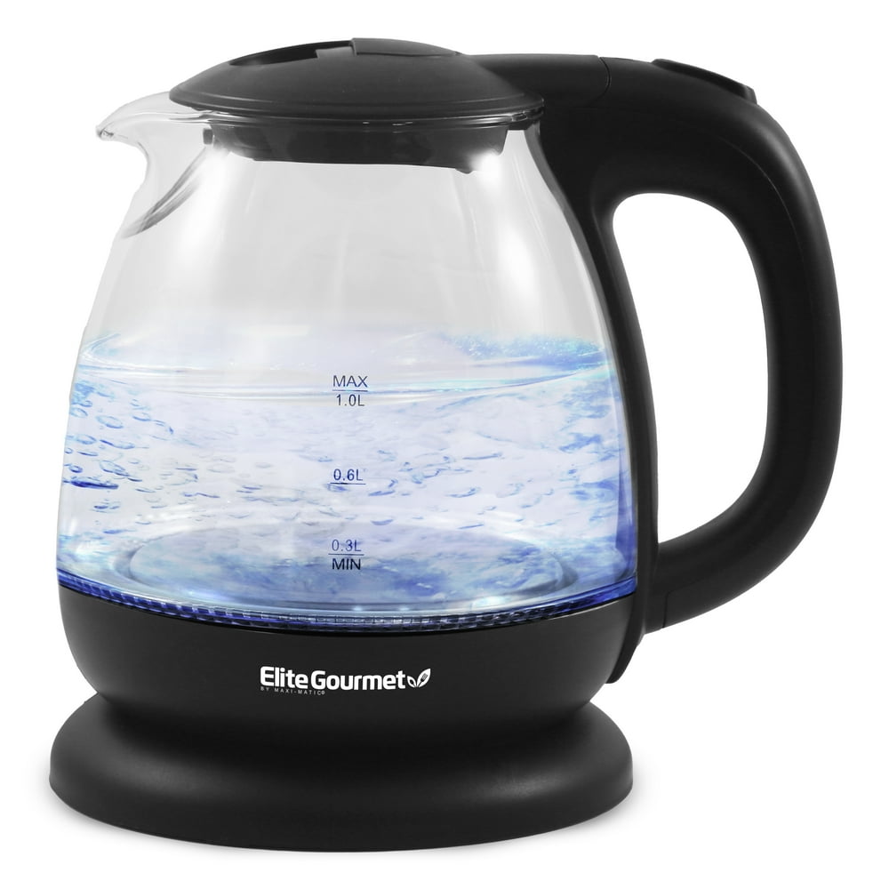 Elite Gourmet 1 Liter Electric Glass Water Kettle (black)