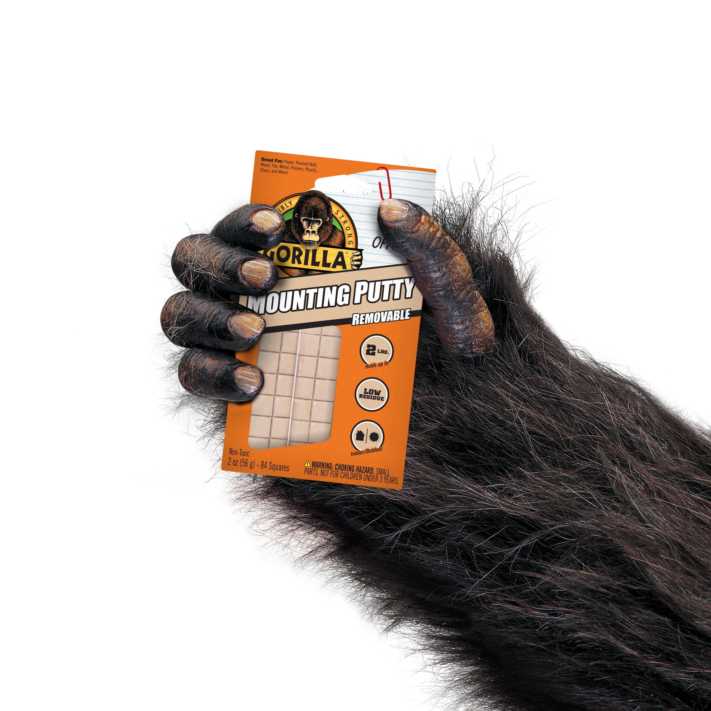Gorilla Mounting Putty - Non-Toxic Putty Holds Up To 2lbs. Compatible With Paper - Wood - Metal - Tile - Plastic - Glass - and More - Bulk 8 Pack