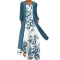 thumbnail image 1 of Vestido HUOGUO de dos piezas de chifón con estampado floral casual para mujer, 1 of 5