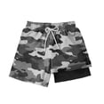 thumbnail image 5 of Boys 2 in 1 Swim Trunks Quick Dry Camo Board Shorts for Kids with Built in Liner Adjustable Waist Beach Swimwear Gray,Size 13 T, 5 of 9