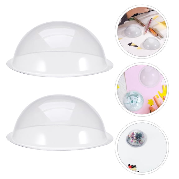 Baluue 12-Pack Clear Plastic Cloche Domes, Transparent Fillable Ornament Covers for Crafts, Projects, Home Decor and Decorations