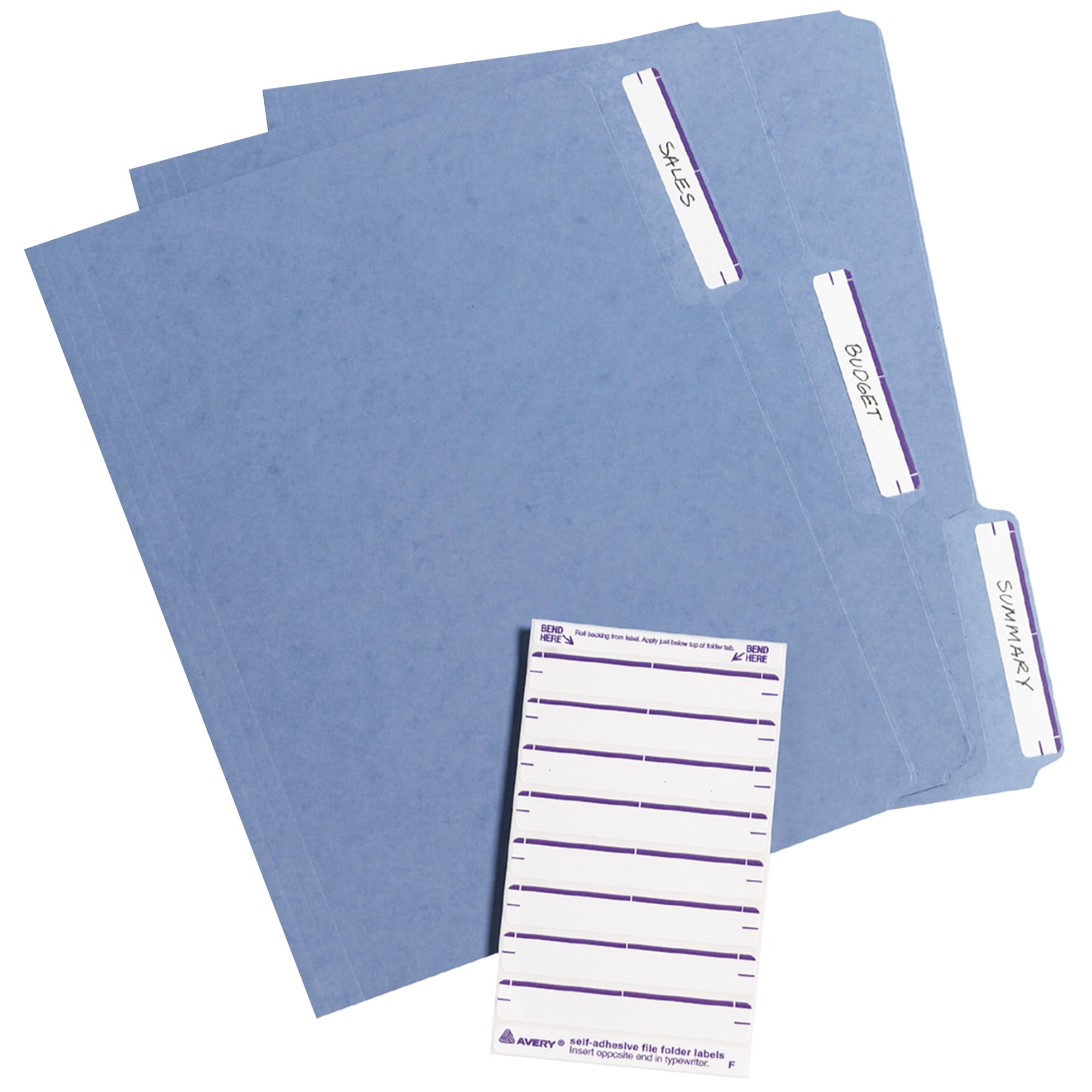 Avery File Folder Labels, White/Purple, 2/3