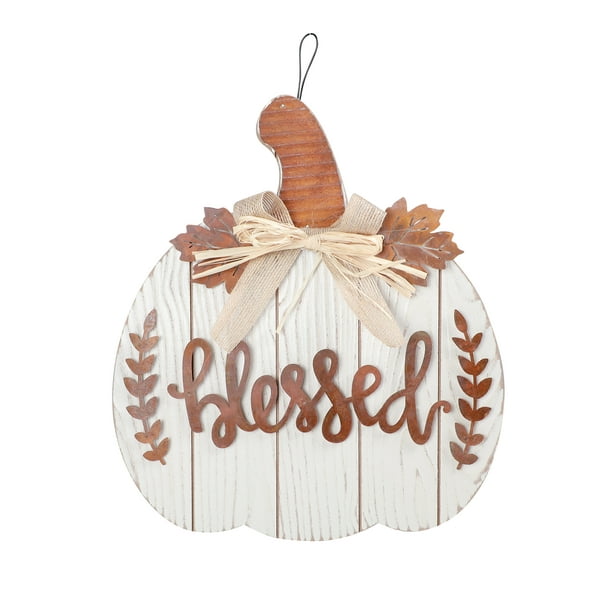Way to Celebrate Harvest Rustic Metal and Wood Blessed Pumpkin Sign, 10 ...