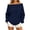 Navy, variant on Women's Sweatshirts Crewneck Off Shoulder Sweatshirt with Pocket Casual Loose Fit Daily Outfits Fall Winter Tops