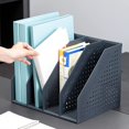 thumbnail image 2 of Foldable Magazine Rack 4 Compartments Adjustable Storage Box Desktop Organizer Bookends(black), 2 of 5