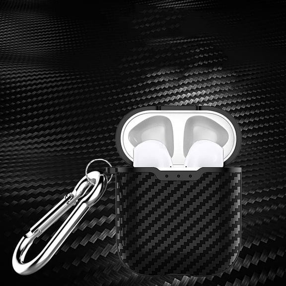 OUNONA Carbon Fiber Earphone Case Organizer Compatible with AirPods, Lightweight and Protective Storage Solution