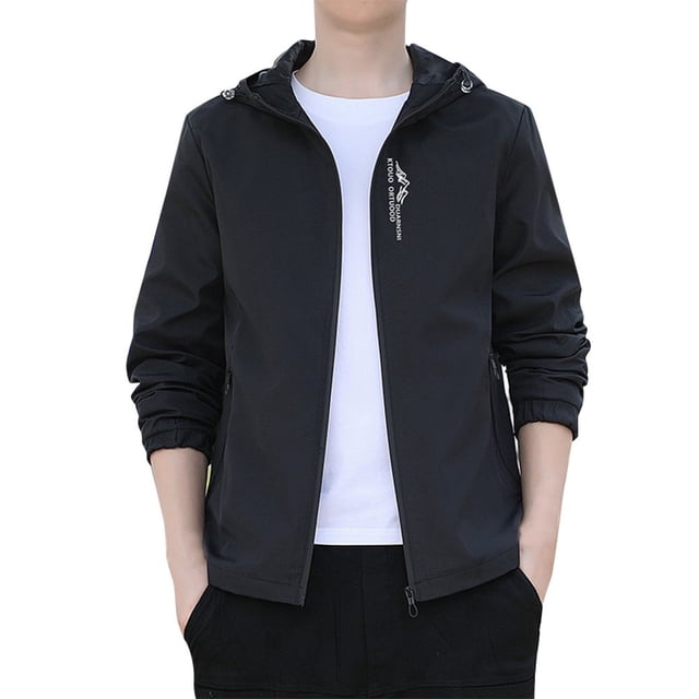Men Long Sleeve Autumn Winter Hooded Top Blouse Coat Jacket With Pockets