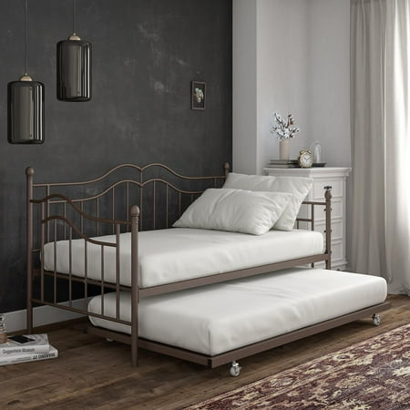 Bedroom Full Size Daybed - DHP Tokyo Metal Twin Daybed and Twin Trundle Set, Bronze