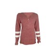 thumbnail image 2 of VISgogo Camiseta a rayas informal para mujer, suéter con abertura con cuello en V y manga larga con bloque de color para adultos VISgogo  moda, 2 of 7