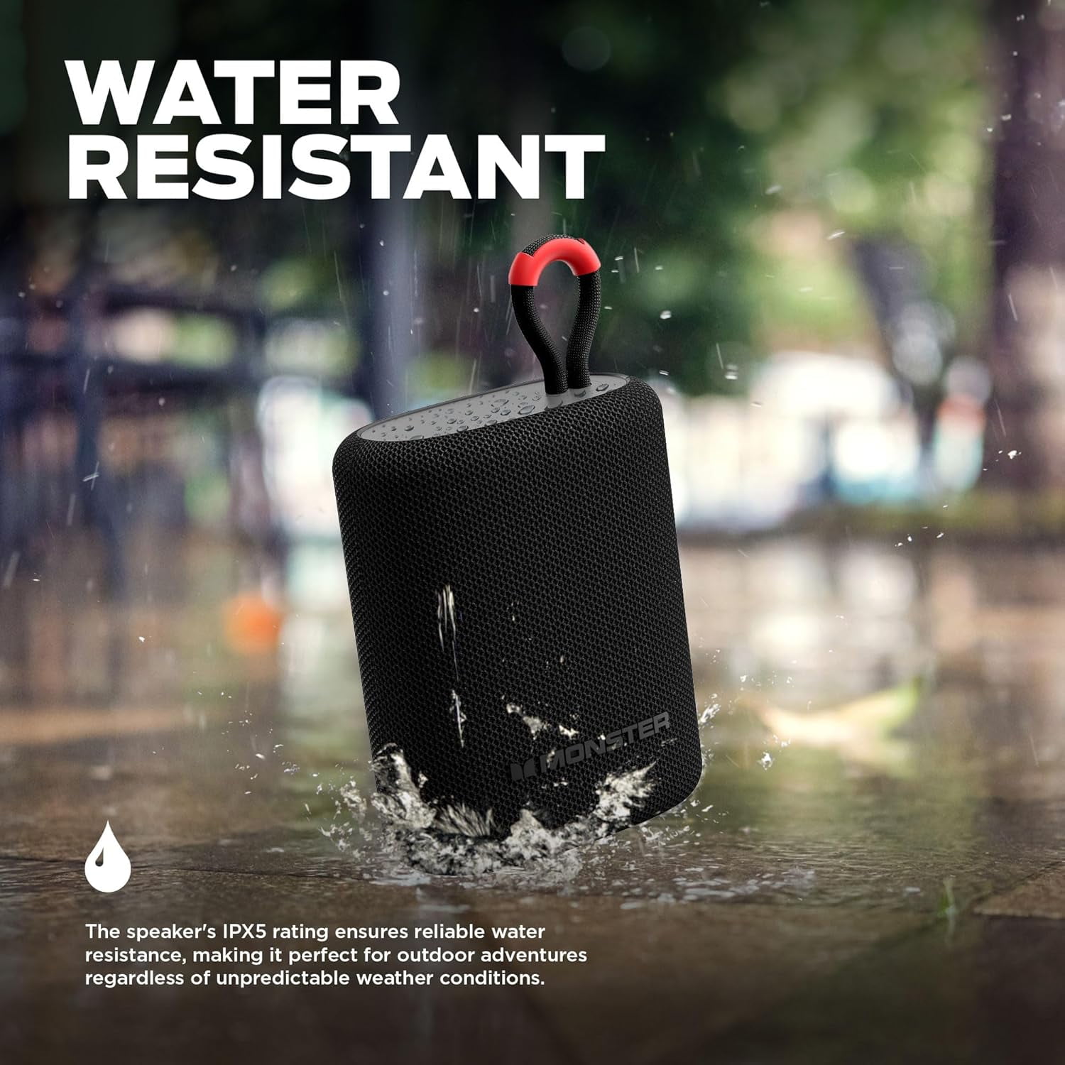 Monster DNA Link Portable Bluetooth Speaker, IPX5 Water-Resistant, 12-Hour Playtime, Stereo Pairing, Built-In Speakerphone for Outdoor