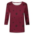 thumbnail image 4 of Dasayo Red Tops for Women Summer 3/4 Sleeve Crewneck Graphic Prints Blouses Womens Sweatshirts XXL, 4 of 9