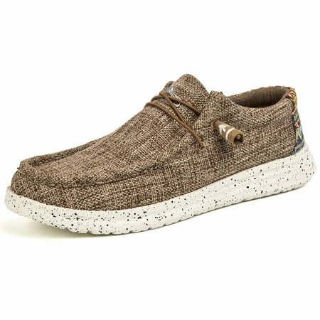 Mens Casual Canvas Slip-on Loafers Shoes Men Lightweight Boat Shoes Comfortable Softsole Walking Shoes 9 US Men Brown 10.24  Heel to Toe