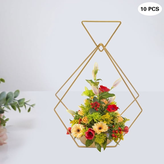 10 PCS Metal Geometric Gold Vases for Wedding Tables Centerpieces Party Decor